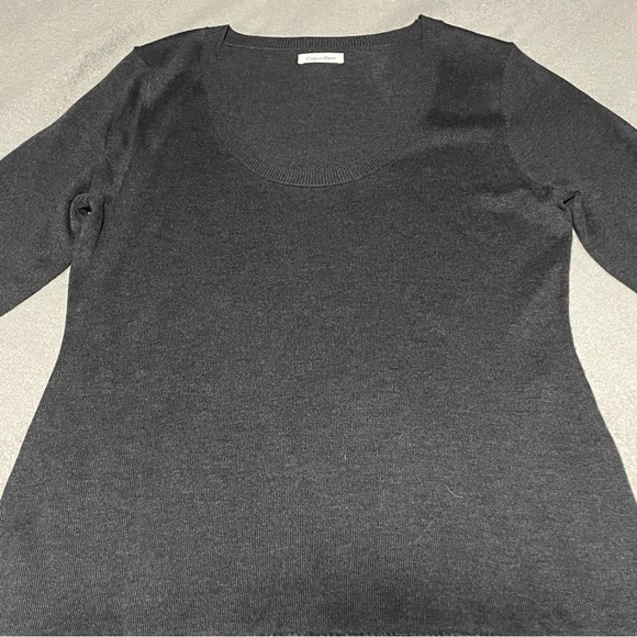 Calvin Klein fringe-skirt sweater dress in grey size large EUC - Picture 3 of 11